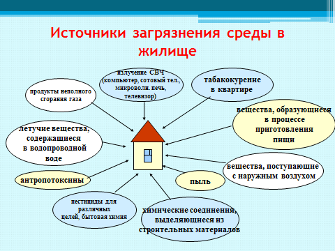 Источники загрязнения среды в жилище схема как снизить их влияние в квартире