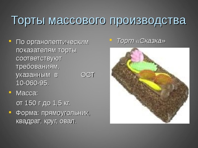 Требования для производства тортов