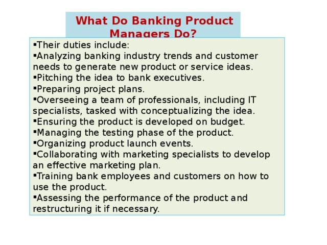 product manager bank