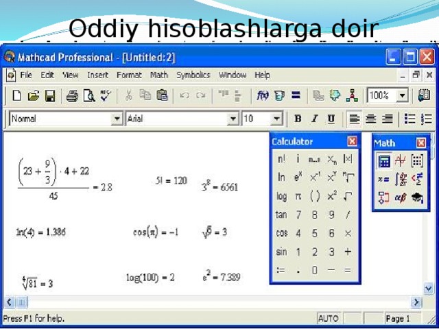  Oddiy hisoblashlarga doir 