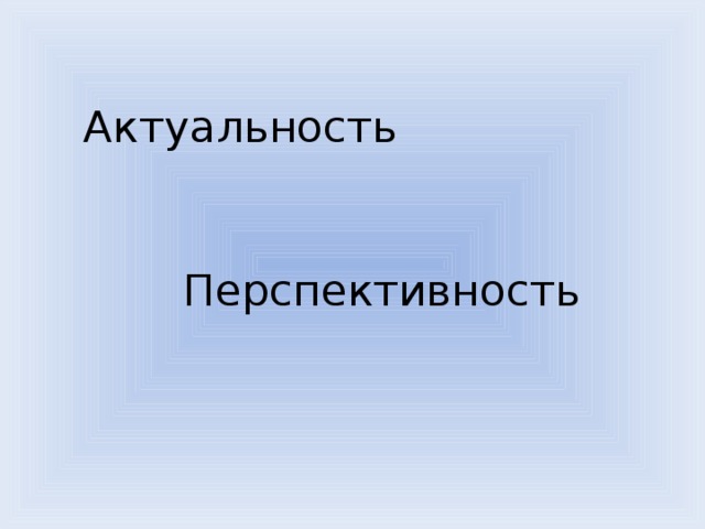 Актуальность      Перспективность 