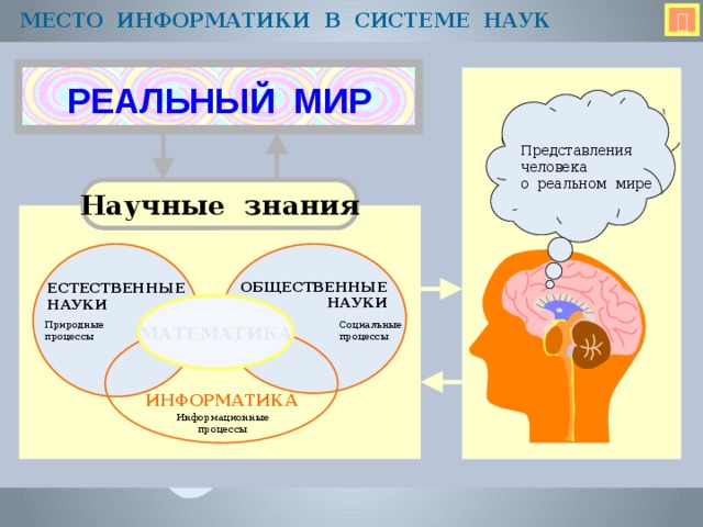 Естественные процессы человека. Место информатики в системе наук. Наука это система знаний. Представление человека о реальном мире. Место математики в системе наук.