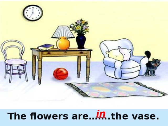  in The flowers are…….the vase. 