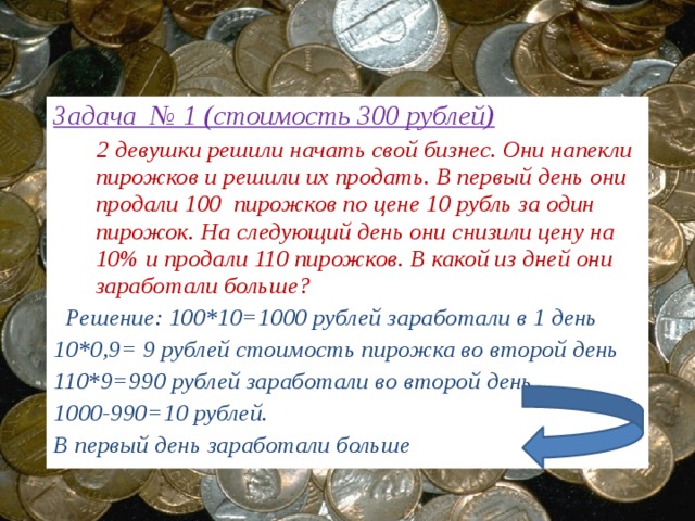 У лены 300 рублей. 100 Пирожков.