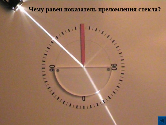 На рисунке опыт по преломлению света в стеклянной пластине показатель преломления стекла равен