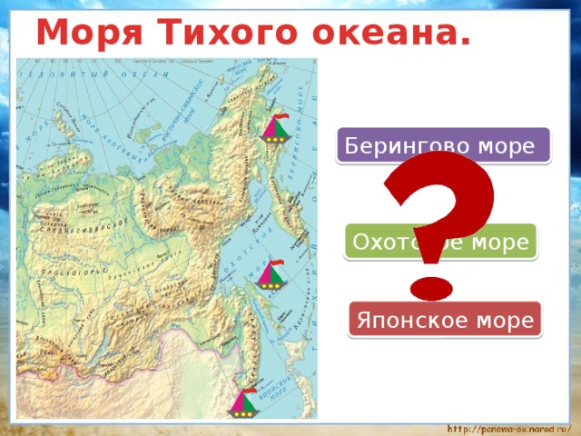 Моря Тихого океана. Берингово море Охотское море Японское море 