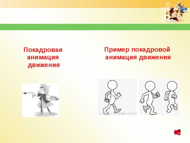Пример покадровой анимация движения Покадровая анимация движения 