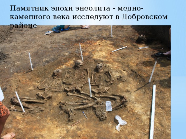 Памятник эпохи энеолита - медно-каменного века исследуют в Добровском районе 