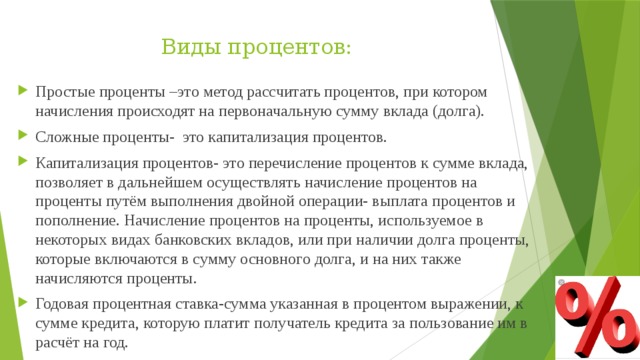 Виды процентов