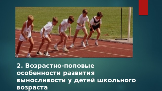 2. Возрастно-половые особенности развития выносливости у детей школьного возраста 