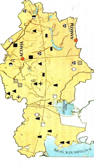 Карта полезные ископаемые в казахстане