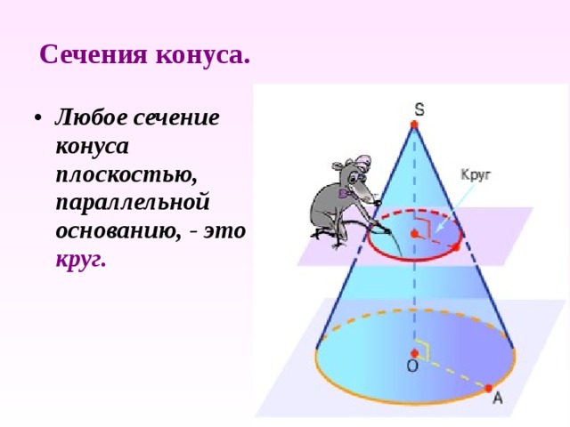 Вершина осевого сечения конуса