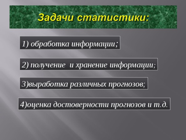 1)  обработка информации ; 2) получение и хранение информации ; 3)выработка различных прогнозов; 4)оценка достоверности прогнозов и т.д. 