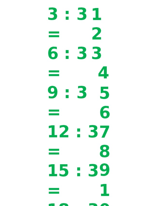 3 : 3 = 6 : 3 = 9 : 3 = 12 : 3 = 15 : 3 = 18 : 3 = 21 : 3 = 24 : 3 = 27 : 3 = 30 : 3 = 1 2 3 4 5 6 7 8 9 10 