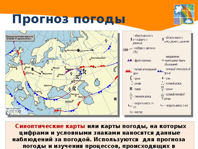 Дайте определение понятия своими словами погода метеорология синоптическая карта