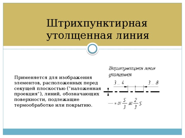 Какой тип линии применяется для изображения поверхности подлежащей термообработке или покрытию