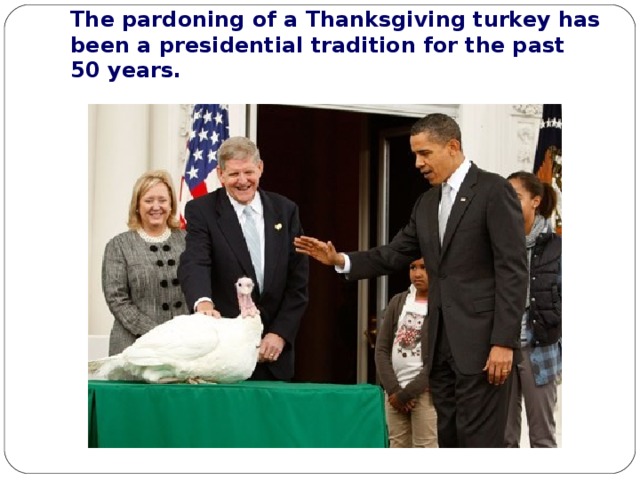 The pardoning of a Thanksgiving turkey has been a presidential tradition for the past 50 years.   