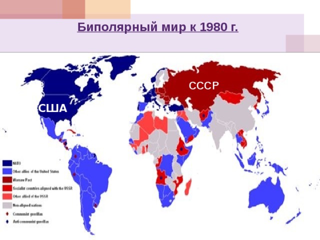 Биполярный мир к 1980 г.   СССР США 