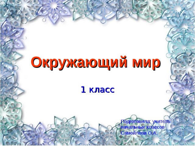 Окружающий мир 1 класс Подготовила: учитель начальных классов Самойлова О.А. 