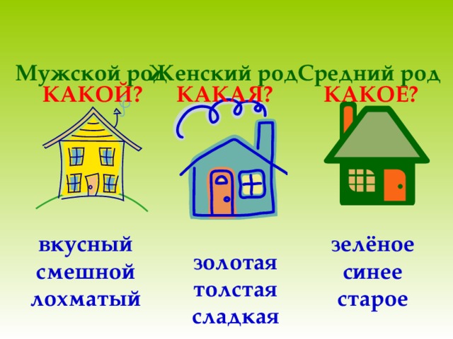 Ярком какой род прилагательного. Род прилагательных для дошкольников. Прилагательное рисунок. Род существительных и прилагательных для дошкольников. Домик прилагательного.