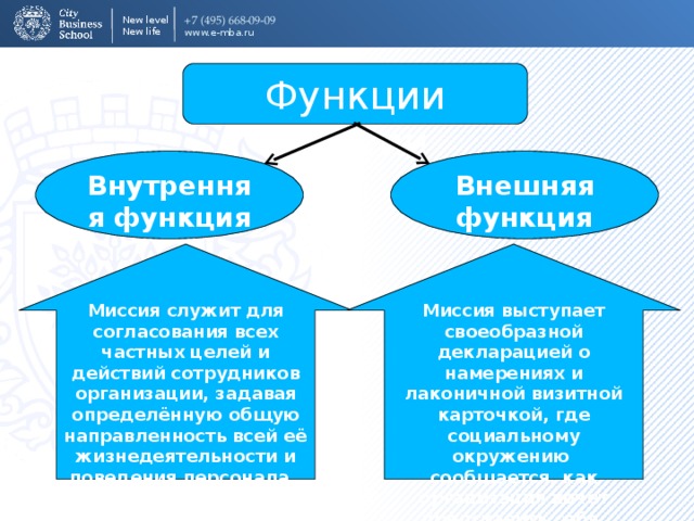 Цель частного учреждения. Функции миссии предприятия. Внешняя функция миссии. Миссия организации: значение и функции..