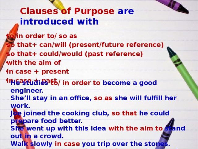 Clauses of purpose презентация