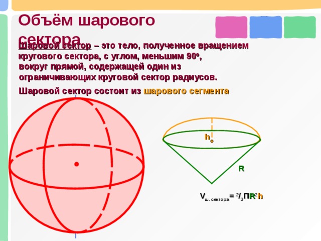 Шаровой сектор презентация