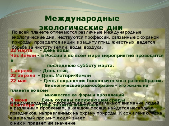 Международные экологические