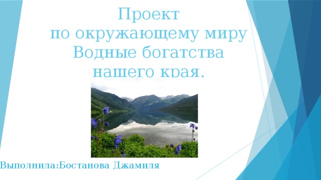 Проект водные богатства нашего края 2 класс окружающий мир