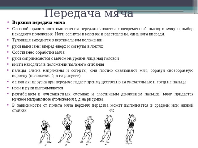 Последовательность подводящих упражнений при обучении приему мяча двумя руками снизу блок схема