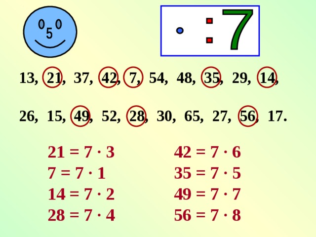 Умножение на 7 и деление на 7 презентация 2 класс