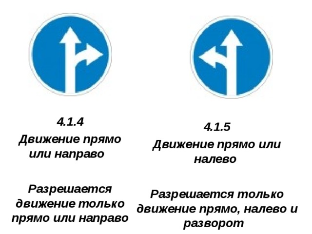 Можно прямо. Знаки дорожного движения 4.1.1 с пояснениями. Знак движение прямо и направо. Дорожный знак движение прямо и налево. Движение прямо или направо.