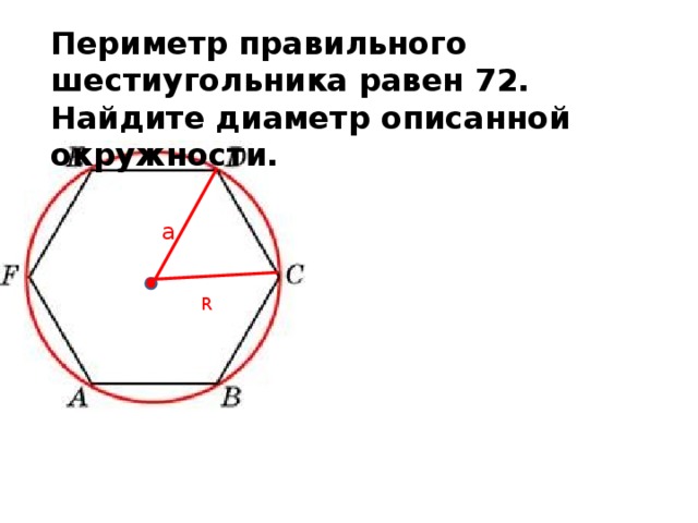 Сторона правильного шестиугольника равна 14
