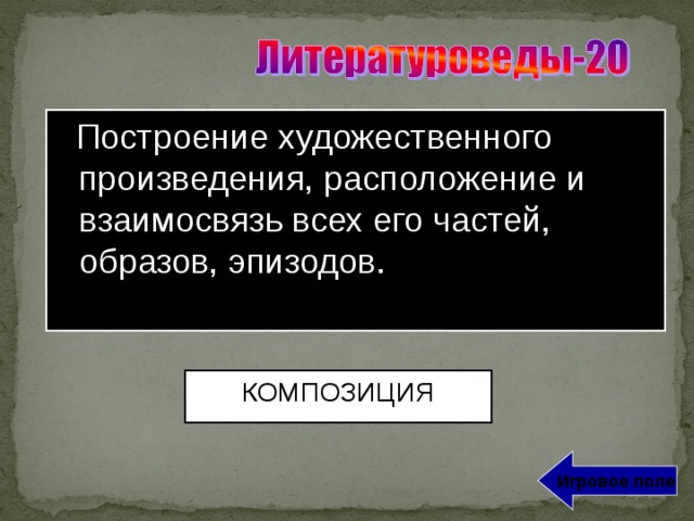 Расположение частей т е построение произведения