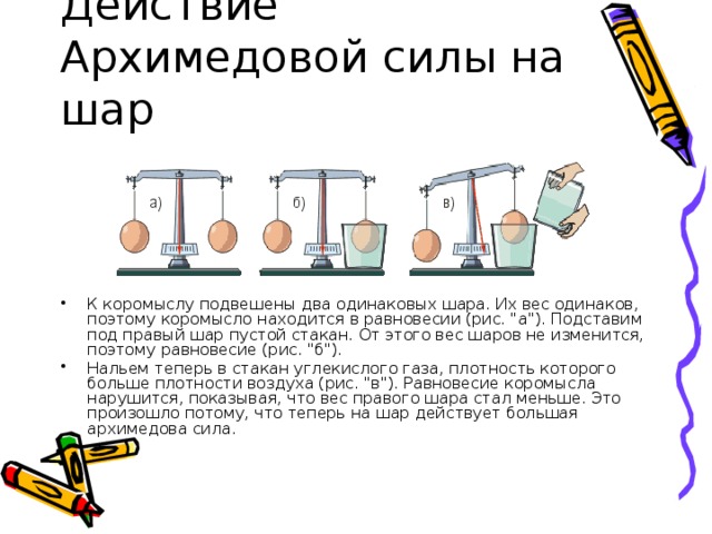 К промыслу весов подвешены 2 цилиндра одинаковой. Действие архимедовой силы. Архимедова сила больше силы тяжести. Подвешенные к коромыслу весов одинаковые шары. На весах подвешены два одинаковых шарика.