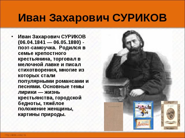 Иван суриков детство презентация 3 класс школа россии