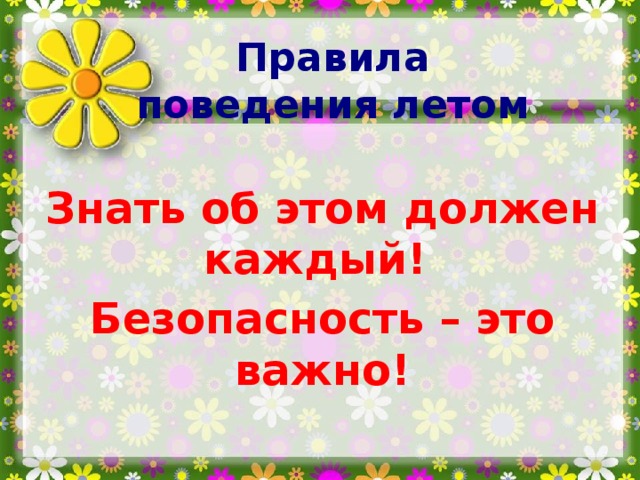 Презентация поведение летом
