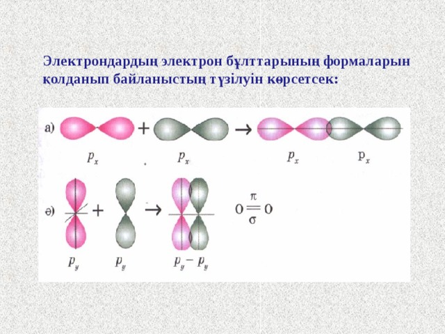 Электронды-графикалық формуласын қарасақ, валенттілік электрондар саны 6, оның екеуі дара күйінде,  міне, осы электрондар екінші оттек атомындағы дәл осындай электрондармен екі жұп түзеді, яғни байланыс саны екі. Енді әр атом ядросын 8 электроннан айналатын болады. Сөйтіп, бұл мысалдан да көретініміз молекула түзілгенде аяқталған 8 электронды қабаттың пайда болуы. Оттек атомдарының тотығу дәрежелері нөлге тең, валенттіліктері ІІ-ге тең болады. Еселі байланыс дара байланысқа қарағанда беріктеу болады.  