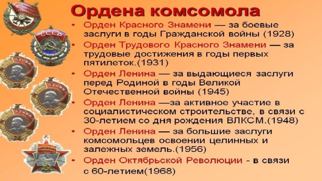 ОРДЕНА КОМСОМОЛА 