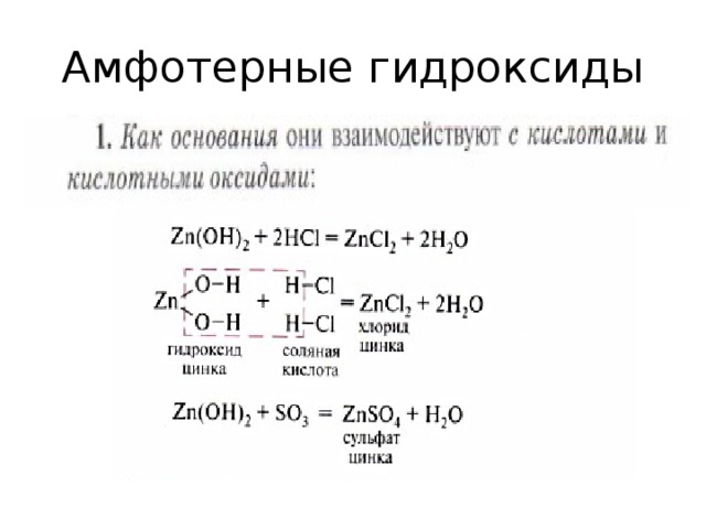 Химические свойства амфотерных оснований таблица.
