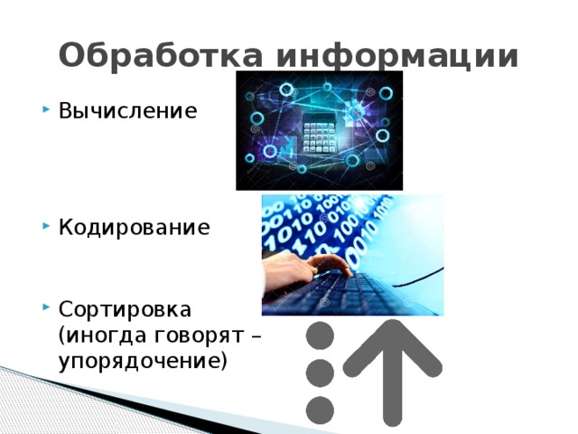 Вычисление информации. Кодирование сортировкой. Упорядочение информации характерно для детей. Упорядоченное кодирование.