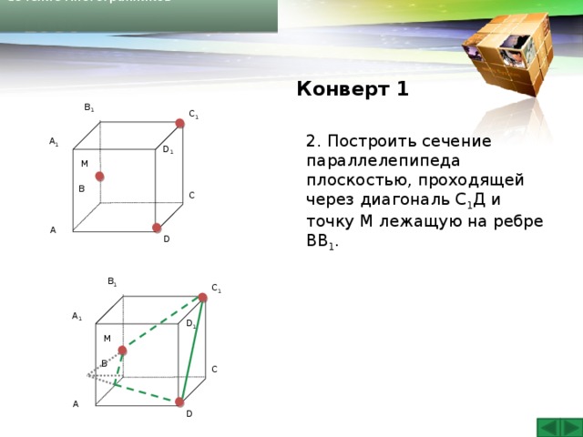 Нарисуйте различные по форме сечения параллелепипеда