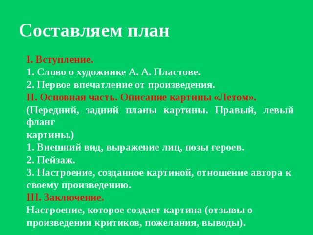 Вступление первое впечатление о человеке. План описания репродукции.