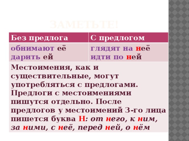 Правописание местоимений с предлогами 3 класс 21 век презентация