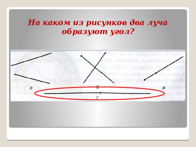 На каком из рисунков два луча образуют угол? 