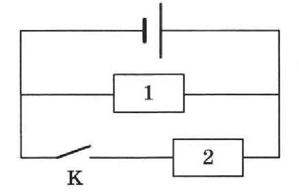 Как изменится сопротивление цепи изображенной на рисунке при замыкании ключа