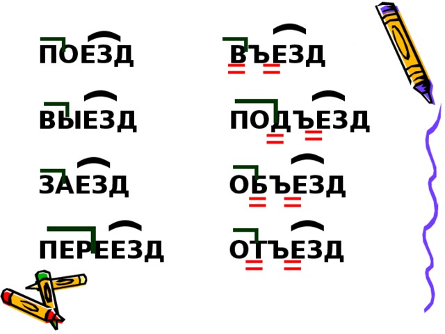 Началась корень. Подъезд подъезд объезд подъезд. Выезд с разделительным ъ. Подъезд разъезд. Приставка в слове подъезд.