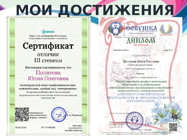 Мои достижения 