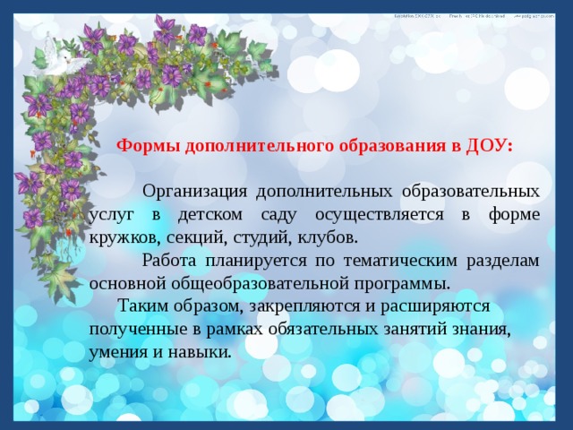 Презентация дополнительного образования. Формы дополнительного образования в ДОУ. Формы организации дополнительного образования. Формы дополнительного образования детей в ДОУ. Форма организации работы в дополнительном образовании.