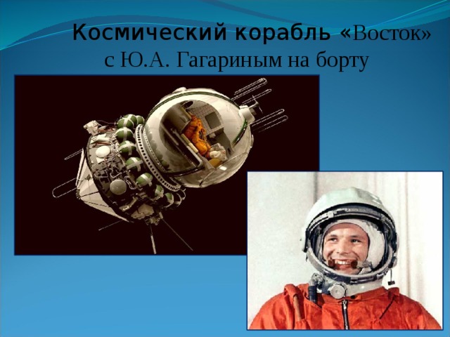  Космический корабль « Восток» с Ю.А. Гагариным на борту 